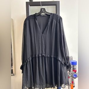 Zara Flowy Black Babydoll Dress Size S